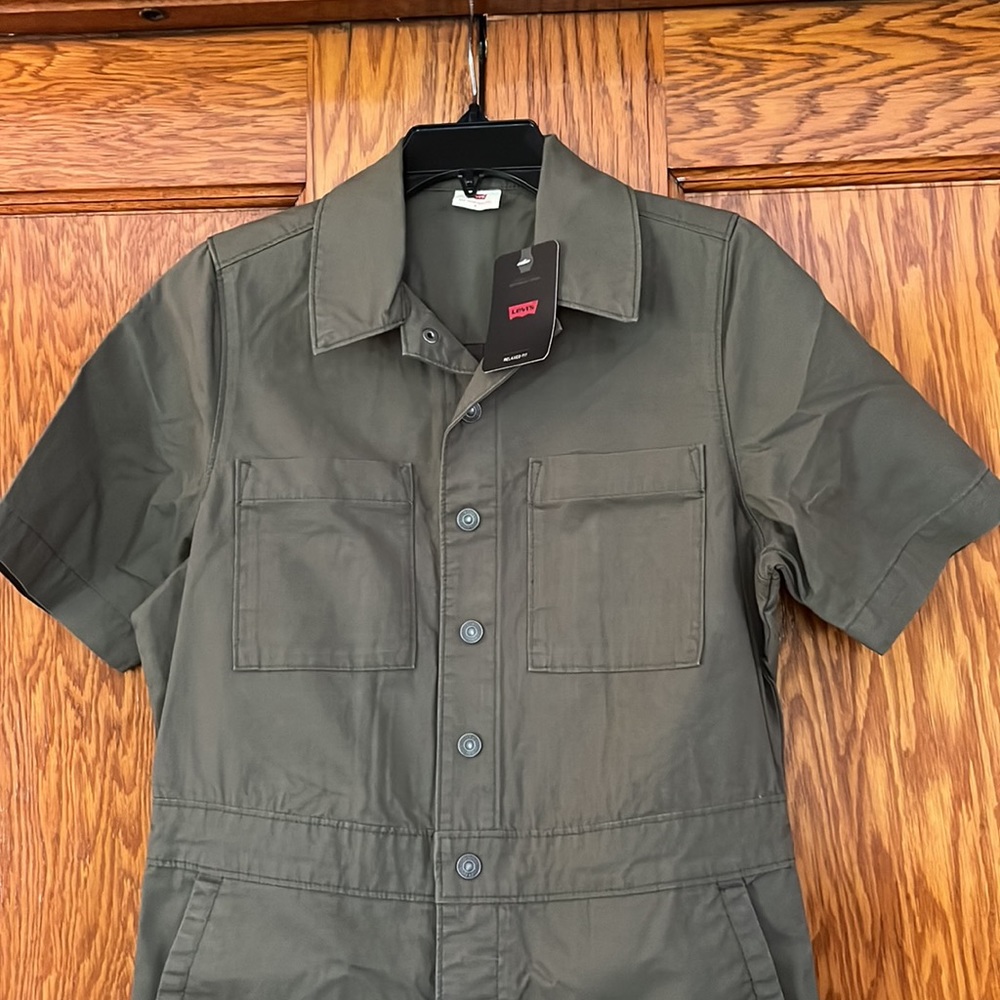 Levi's Short Sleeve Boilersuit Free People Army Green NWT - Picture 8 of 15